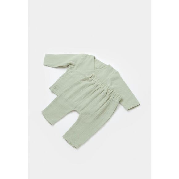 babycosy Other - Organic Cotton Baby Outfit Set Green 9-12M GOTS 2 Pc Top Pants